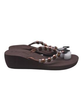 Star Bay Beaded Wedge Flip Flop Sandals  NWT Brown Various Sizes